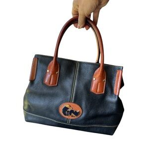 Vintage Dooney&Bourke Leather Handbag/Satchell with tortoise duck black & brown